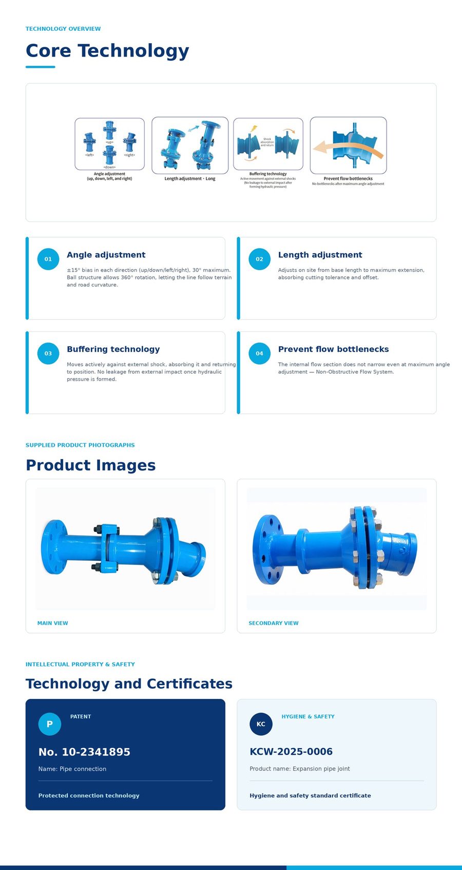 Expansion and contraction pipe joint (Length adjustment) - Core technology